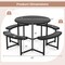 Costway Round Picnic Table Bench Set with 4 Benches Umbrella Hole All Weather Tabletop White/Green/Gray/Black